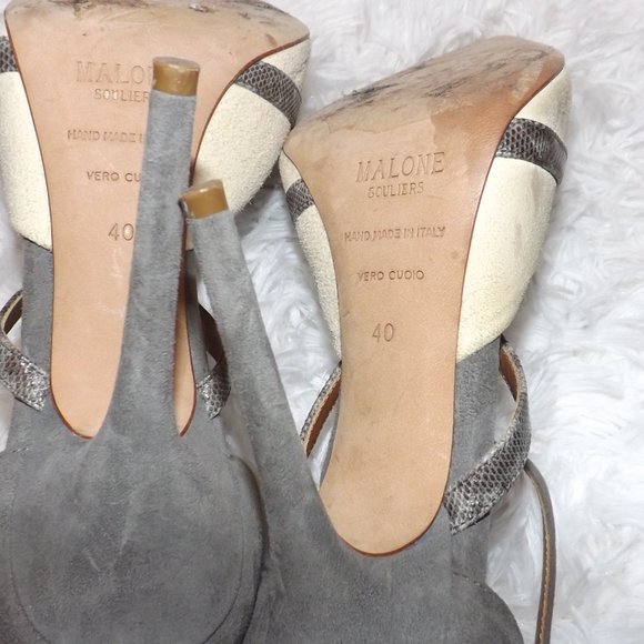MALONE SOULIERS GRAY & BEIGE Heel SIZE 40 - Picture 9 of 9